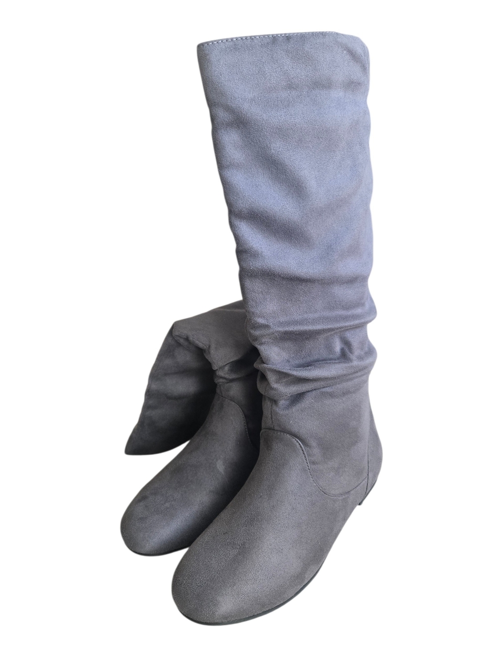 Classic Gray Suede Knee-High Boots - Women - Size 7.5
